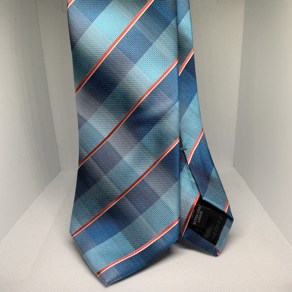 Geoffrey Beene Neck Tie Extra Long XL Purple Gray Black Striped